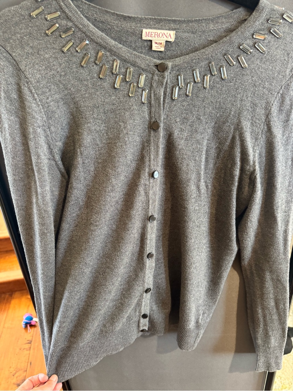 Merona Gray Embellished Cardigan